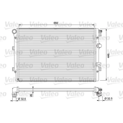 Bilde av VALEO 701728 Radiator Aluminium 650 446 26 uten hette Kjøleribber loddet VOLKSWAGEN: Sharan II