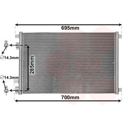 Bilde av VAN WEZEL 43005305 Kondensator uten tørker Aluminium 610