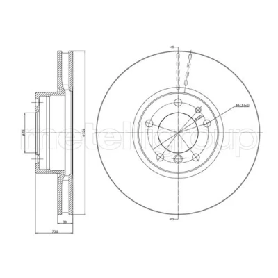 Bilde av METELLI Bremseskive BMW: 5 Sedan, Touring 324,0mm 30,0mm 79,0mm ventilert spraylakkert 23 0693C 34111165859,34116767059 Bremseskiver, Skivebremser