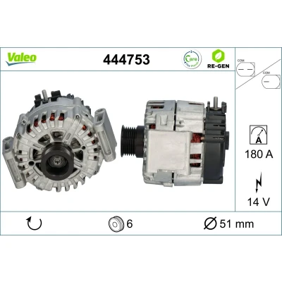 Bilde av VALEO 444753 Dynamo 14V 180A MERCEDES BENZ: Sprinter 3.5 T Van, Vito Mixto, C Klasse modell