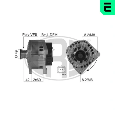 Bilde av ERA 210353A Dynamo 14V 125A OPEL: Vivaro A Combi, Van, Flatvogn lastebil / Chassis, RENAULT: Kangoo I Express, TRAFIC 2 Bus