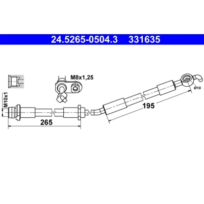 Bilde av ATE 24.5265 0504.3 Bremseslange 530 M10x1 TOYOTA: Yaris III Hatchback