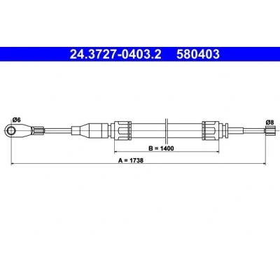 Bilde av ATE 24.3727 0403.2 Bremsekabel 1738 MERCEDES BENZ: W123 Stasjonsvogn, Sedan