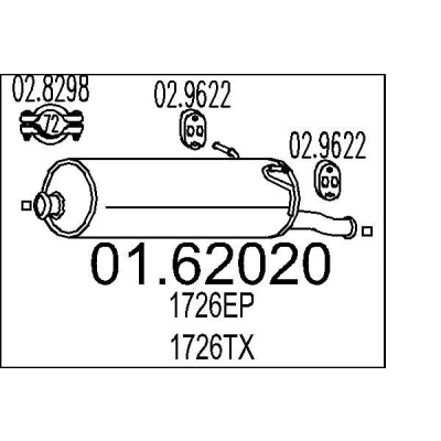 Bilde av MTS 01.62020 Sluttlyddemper 770 CITROËN: Xsara Picasso