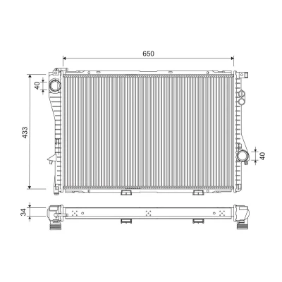 Bilde av VALEO Radiator Aluminium 650mm 433mm 34mm uten kjølemiddelregulator 701248
