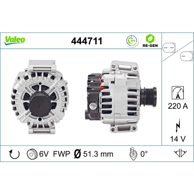 Bilde av VALEO 444711 Dynamo 14V 220A MERCEDES BENZ: Sprinter 3.5 T Van, 5 Flatvogn lastebil/Chassis