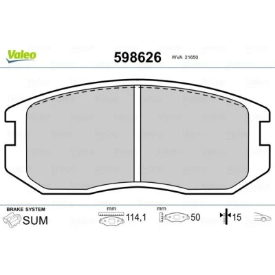 Bilde av VALEO 598626 Bremseklosser framaksel ekskl. slitasjevarselkontakt uten antiskrike blikk MITSUBISHI: Lancer 5 Limousine, 4