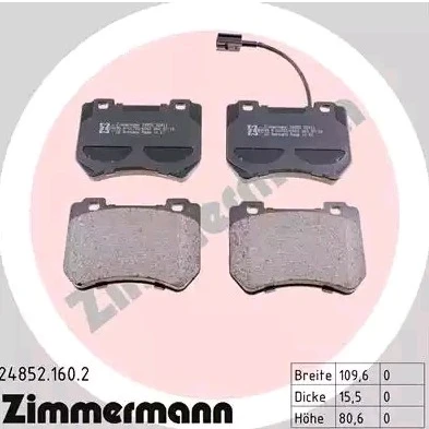 Bilde av ZIMMERMANN 24852.160.2 Bremseklosser inkl. slitasjevarselkontakt Bildet viser leveranseinnholdet ALFA ROMEO: 159 Sportwagon, Brera