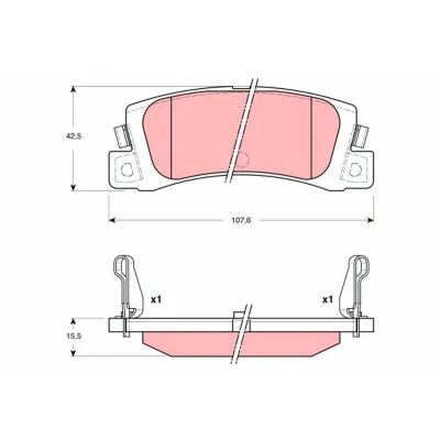 Bilde av TRW GDB3329 Bremseklosser med akustisk slitasjevarsel TOYOTA: Avensis I Sedan, Corolla VIII Liftback, Stasjonsvogn