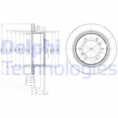 Bilde av DELPHI BG3105 Bremseskiver 315 18 6 fullt ut oljet ubehandlet uten hjullager, ABS sensorring MITSUBISHI: Pajero 1, 2, Sport 1 SUV