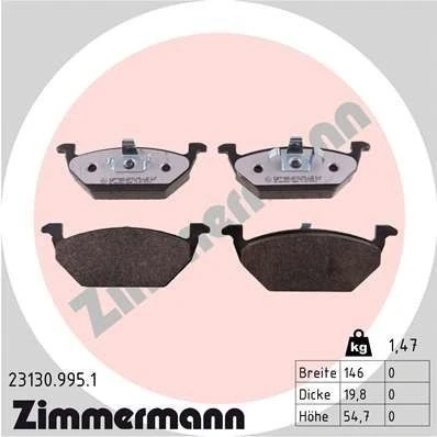 Bilde av ZIMMERMANN 23130.995.1 Bremseklosser Bildet viser leveranseinnholdet VOLKSWAGEN: Polo IV Hatchback, Golf 4, V SKODA: Octavia 1 Combi