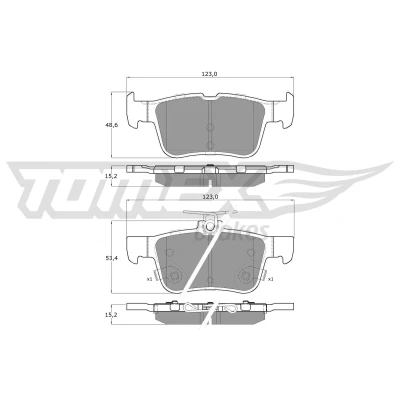 Bilde av TOMEX brakes TX 17 76 Bremseklosser bakaksel med akustisk slitasjevarsel FORD: Mondeo 5 Kombi, S Max Mk2,