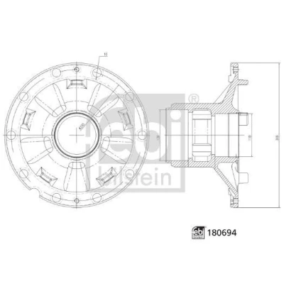 Bilde av FEBI BILSTEIN 180694 Hjulnav 335mm uten hjullager framaksel