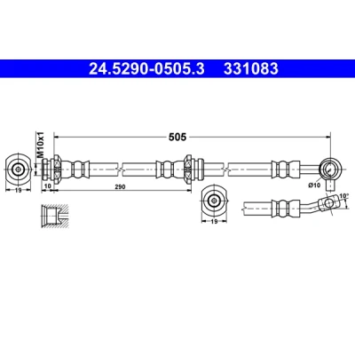 Bilde av ATE 24.5290 0505.3 Bremseslange 505 M10x1 NISSAN: X Trail