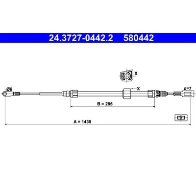 Bilde av ATE 24.3727 0442.2 Bremsekabel 1435 MERCEDES BENZ: Sprinter 3 T Minibuss