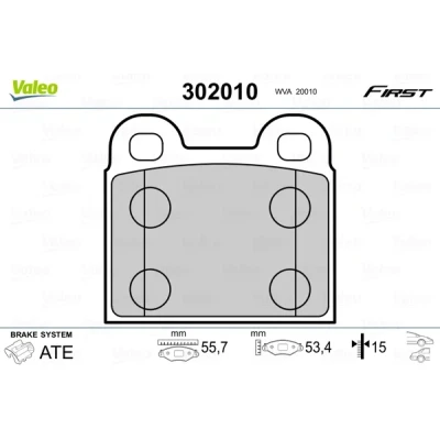 Bilde av VALEO 302010 Bremseklosser FIRST ekskl. slitasjevarselkontakt uten antiskrike blikk OPEL: Corsa D Hatchback, E VOLKSWAGEN: Beetle