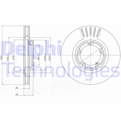 Bilde av DELPHI Bremseskive HYUNDAI: H 1 / Starex MPV 24mm 5 ventilert oljet ubehandlet BG4098 581294A000,581294A100 Bremseskiver, Skivebremser