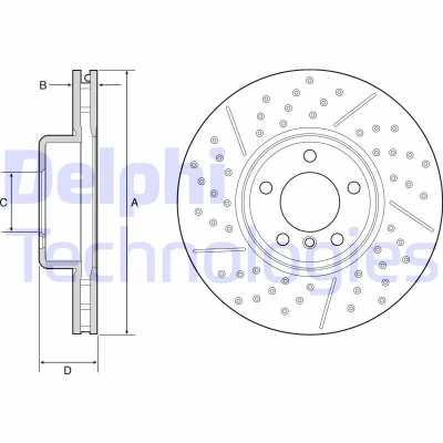 Bilde av DELPHI BG9234C Bremseskiver 340 30 5 ventilert, slisset / perforert belagt høy karbon uten hjullager, ABS sensorring BMW: 3 Sedan, 2 Coupé