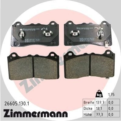 Bilde av ZIMMERMANN 26605.130.1 Bremseklosser med akustisk slitasjevarsel FORD: Focus Mk4 Hatchback, Turnier, FORD USA: Mustang Mach E