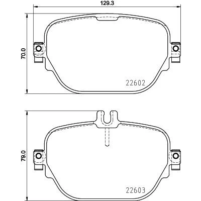 Bilde av HELLA 8DB 355 031 711 Bremseklosser klargjort for slitasjeindikator med bremsecaliperskruer MERCEDES BENZ: E Klasse Sedan, T modell, GLC SUV