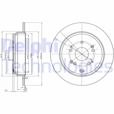 Bilde av DELPHI BG4064C Bremseskiver 304 9 5 fullt ut belagt ubehandlet uten hjullager, ABS sensorring HONDA: CR V 3, 4, 2