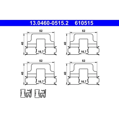 Bilde av Tilbehørsett, bremseklosser, Bakaksel, abarth,alfa romeo,fiat,lancia, 77365110