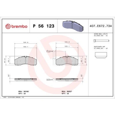Bilde av BREMBO P 56 123 Bremseklosser inkl. slitasjevarselkontakt med bremsecaliperskruer tilbehør