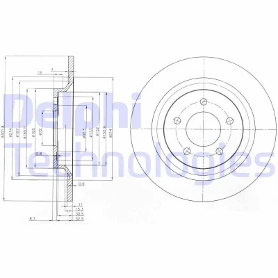 Bilde av DELPHI BG4026 Bremseskiver 302 11 5 fullt ut oljet ubehandlet uten hjullager, ABS sensorring MAZDA: