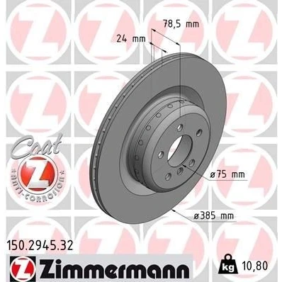 Bilde av ZIMMERMANN FORMULA F COAT Z 150.2945.32 Bremseskiver 385 24 6/5 5 120 innvendig ventilert, todelt bremseskive belagt høy karbon BMW: X5, X6