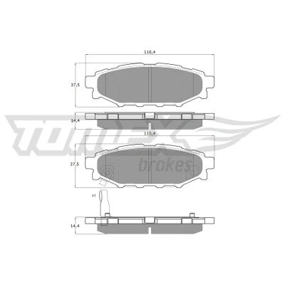 Bilde av TOMEX brakes TX 15 37 Bremseklosser bakaksel med akustisk slitasjevarsel SUBARU: Forester III, Legacy 4, Impreza III Hatchback, TOYOTA: GT86 Coupé