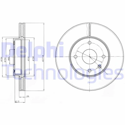 Bilde av DELPHI BG4193 Bremseskiver 278 24 4 ventilert oljet ubehandlet uten hjullager, ABS sensorring CHEVROLET: Epica Sedan