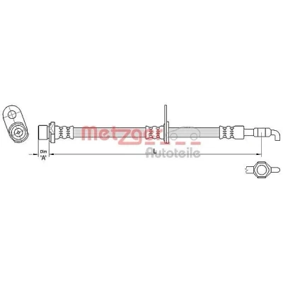 Bilde av METZGER 4110285 Bremseslange 581 TOYOTA: Avensis II Station Wagon, Corolla Verso