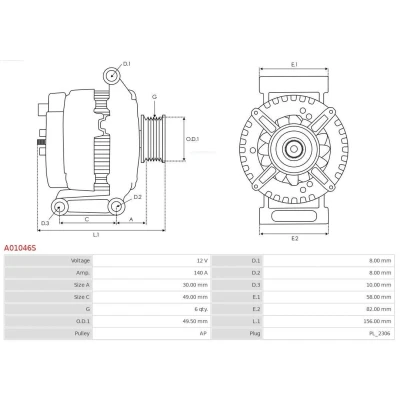 Bilde av AS PL A01046S Dynamo 12V 140A