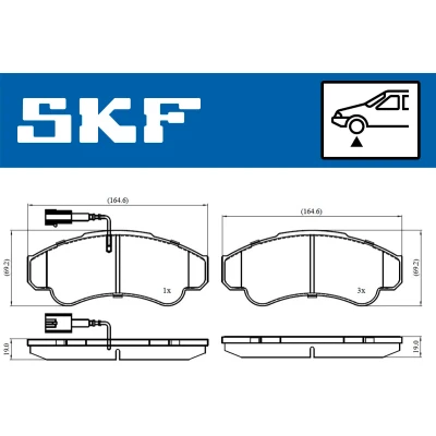 Bilde av SKF VKBP 80441 E Bremseklosser inkl. slitasjevarselkontakt FIAT: Ducato III Flatvogn lastebil / Chassis, Minibuss, Van
