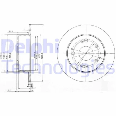 Bilde av DELPHI BG3745 Bremseskiver 260 10 5 fullt ut oljet ubehandlet uten hjullager, ABS sensorring HONDA: Accord 6 Limousine