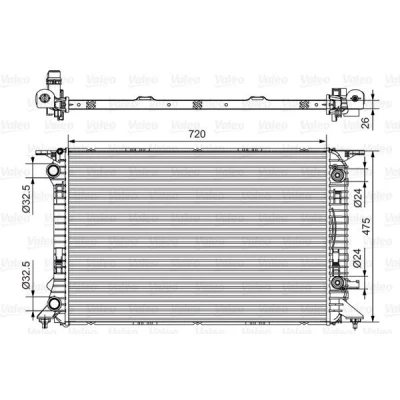 Bilde av VALEO 735472 Radiator Aluminium 475 720 26 uten kjølemiddelregulator Kjøleribber loddet AUDI: A5 B8 Coupé, A4 Avant, B9 Avant