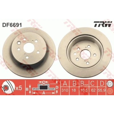 Bilde av TRW DF6691 Bremseskiver 310 18 5 114,3 ventilert spraylakkert LEXUS: IS 3, GS IV