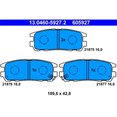 Bilde av ATE 13.0460 5927.2 Bremseklosser med akustisk slitasjevarsel ISUZU: Trooper 3 SUV, OPEL: Frontera B A Monterey
