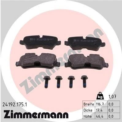 Bilde av ZIMMERMANN 24192.175.1 Bremseklosser med skruer Bildet viser leveranseinnholdet LAND ROVER: Range Rover 3, Discovery 4, 3