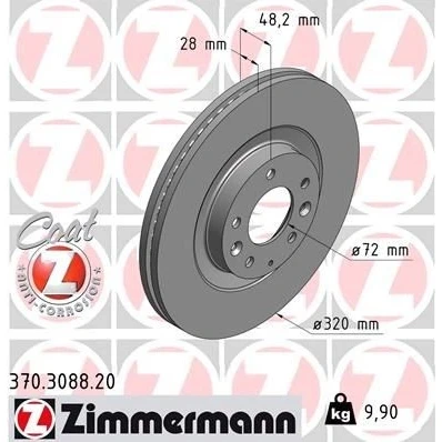 Bilde av ZIMMERMANN COAT Z 370.3088.20 Bremseskiver 320 28 8/5 5 114 innvendig ventilert belagt høy karbon MAZDA: CX 7
