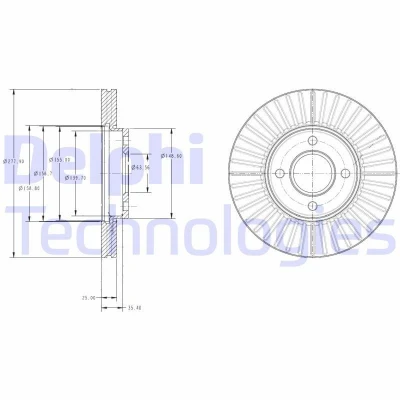Bilde av DELPHI BG4117 Bremseskiver 278 25 4 ventilert oljet ubehandlet uten hjullager, ABS sensorring FORD: FIESTA 5