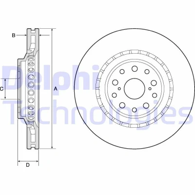 Bilde av DELPHI BG9187C Bremseskiver 357 34 5 ventilert belagt ubehandlet uten hjullager, ABS sensorring LEXUS: LS IV