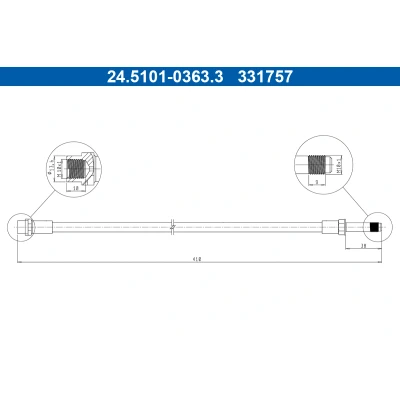 Bilde av ATE 24.5104 0495.3 Bremseslange 520mm M10x1mm BMW: 5 Touring, Sedan