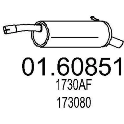 Bilde av MTS 01.60851 Sluttlyddemper 970 PEUGEOT: 207 Hatchback, 208 I 2008 Stasjonsvogn, CITROËN: C3 Picasso