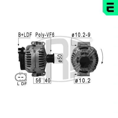 Bilde av ERA 210901A Dynamo 14V 200A MERCEDES BENZ: Sprinter 3.5 T Van, Vito Mixto, Minibuss