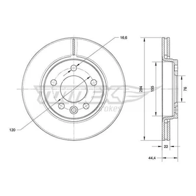 Bilde av Bremseskive TOMEX Brakes TX 71 07