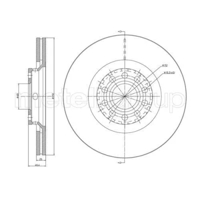 Bilde av METELLI 23 0726C Bremseskiver 312,0 25,0 5 68,0 ventilert spraylakkert AUDI: A4 B7 Avant, A6 C5 Sedan