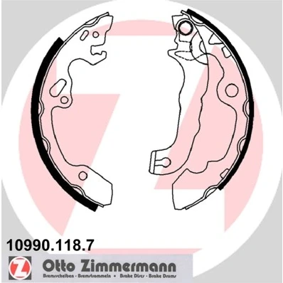 Bilde av ZIMMERMANN 10990.118.7 Bremsesko 203 39 med vippearm, Bildet viser leveranseinnholdet FORD: Focus Mk1 Hatchback, Stasjonsvogn