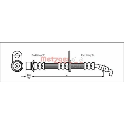 Bilde av METZGER 4112200 Bremseslange 445 M10 x 1 TOYOTA: Corolla VII Sedan, VIII Liftback, Compact