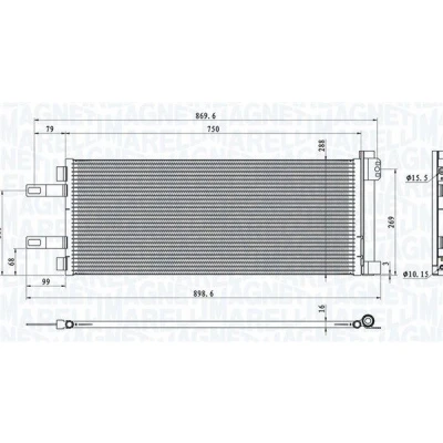 Bilde av MAGNETI MARELLI 350203623000 Kondensator med tørker 730x288x16 288 730 16 PEUGEOT: Boxer Minibuss, Flatvogn lastebil/Chassis